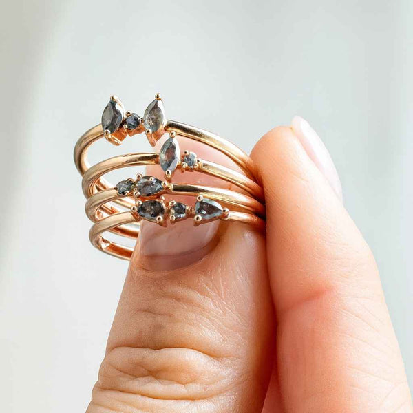 Green Pear Moissanite Solitaire Engagement Ring Vivid Green White Pear Cut Wave Engagement Ring 14K Gold Ring