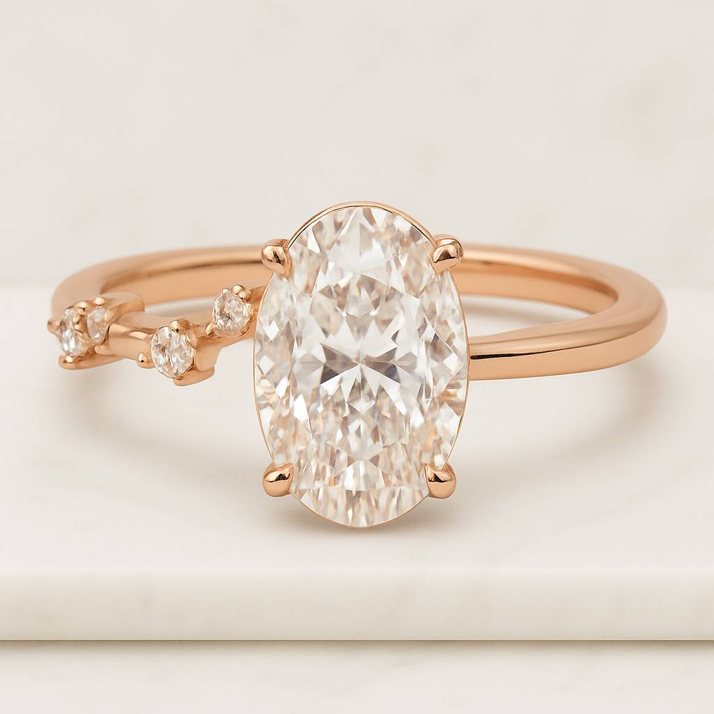 Lab Grown Diamond Wedding Set Bridal Rings for Her Matching Wedding Band 1.50 CT Oval Diamond Ring