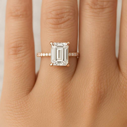 Half Bezel Set Baguette Cut Side Tapered Ring Anniversary Ring For Her