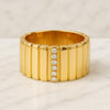 14K Solid Gold Round Cut Moissanite Diamond Cigar Band