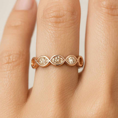 Half Eternity Band Stackable Band Shared Prong Wedding Band For Her