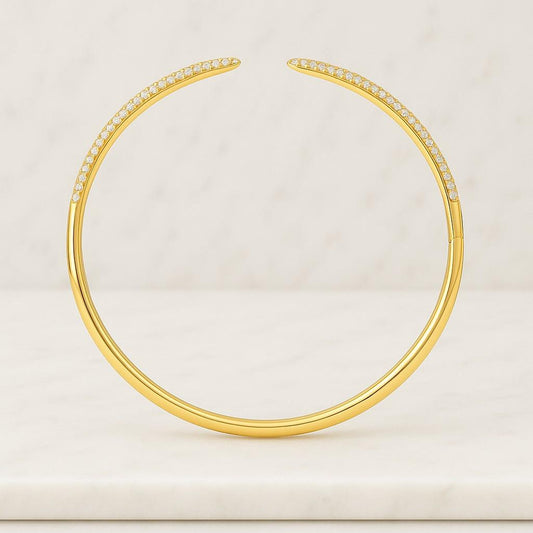 Half Eternity Bangles Two Row Diamond Bangle Open Cuff Bangle 925 Silver Party Wear Bangles