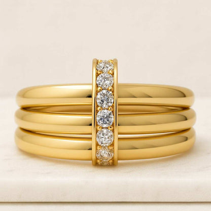 Half Eternity Dainty Band For Women Engagement Ring Dainty Stacking Ring Pave Diamond Wedding Ring