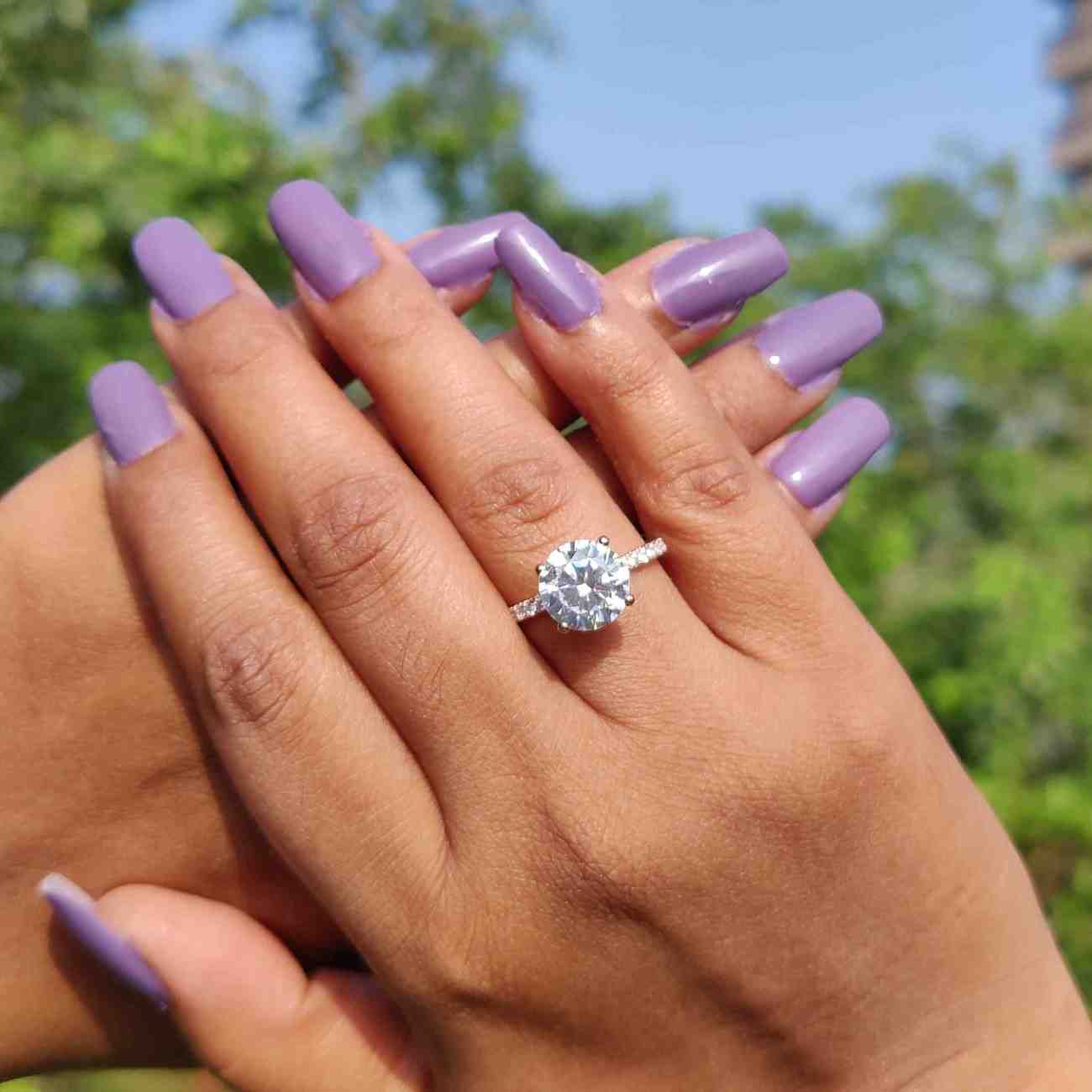 Half Eternity Promise Ring, Gift for Women, Lab Created Diamond Engagement Ring, Pave 0.50 - 3.0 CT Round Cut Lab Grown Diamond Wedding Ring
