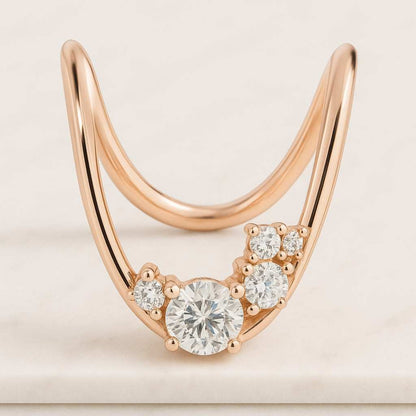 Half Eternity Promise Ring, Gift for Women, Lab Created Diamond Engagement Ring, Pave 0.50 - 3.0 CT Round Cut Lab Grown Diamond Wedding Ring
