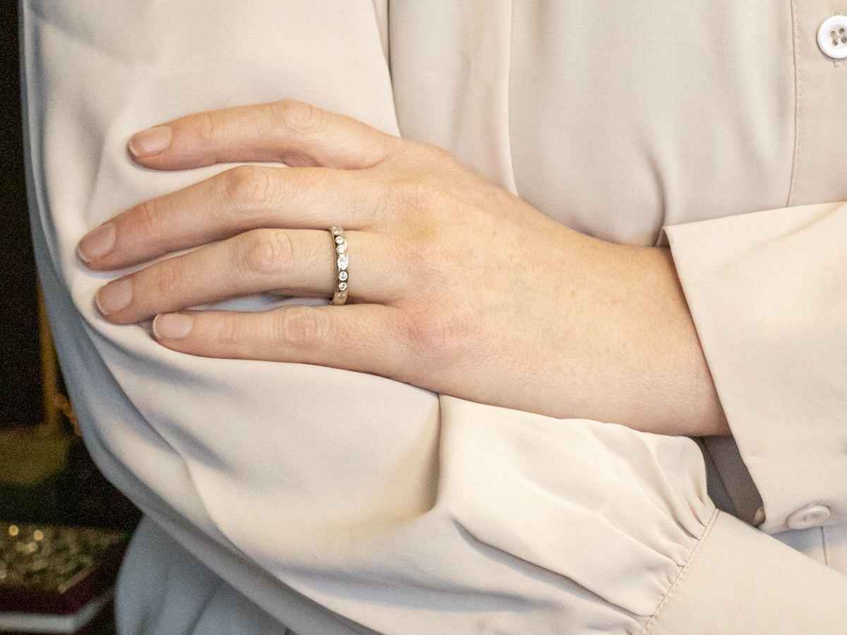 Half Eternity Ring Genuine Lab Grown Diamond Ring Anniversary Stack Ring for Women