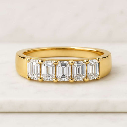 Half Eternity Ring Genuine Lab Grown Diamond Ring Dainty Baguette Ring Gift Stacking Rings