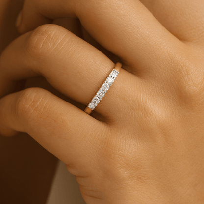 Half Eternity Band Stackable Band Shared Prong Wedding Band