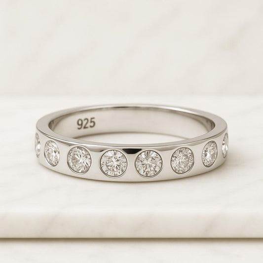 Half Eternity Stackable Wedding Ring, 10K Gold Matching Band, Gift for Her