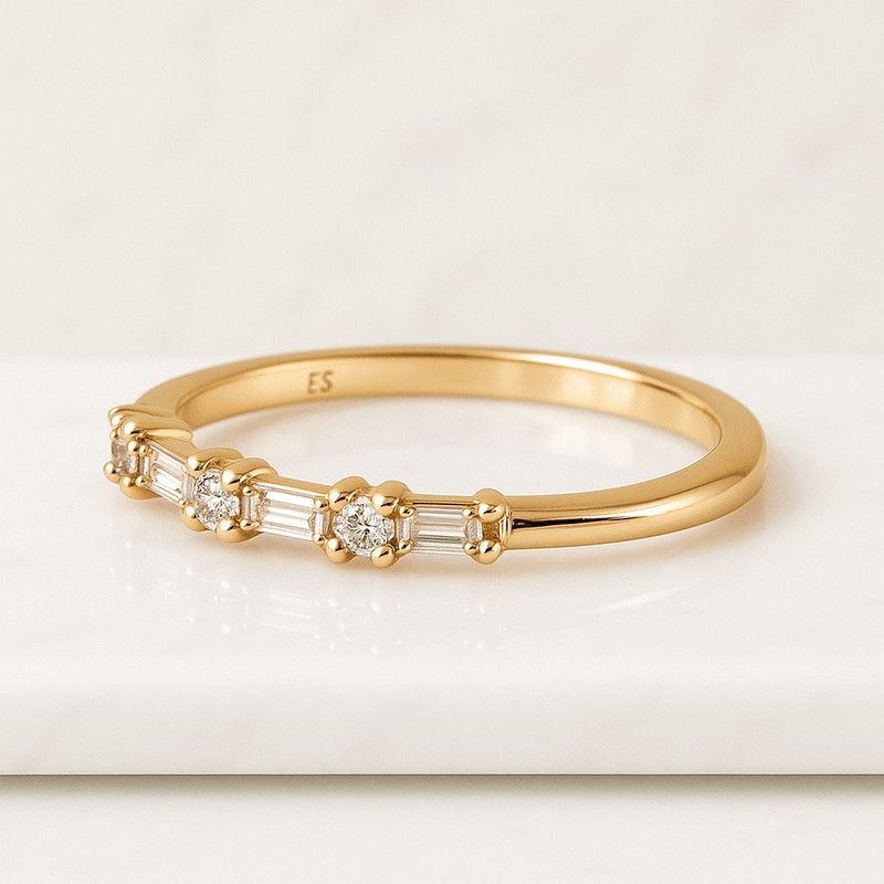 Half Eternity Wedding Ring Thin Diamond Band for Gift