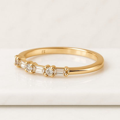 Half Eternity Wedding Ring Thin Diamond Band for Gift