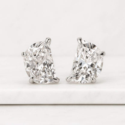 Half Moon Cut Side Stone Wedding Earring