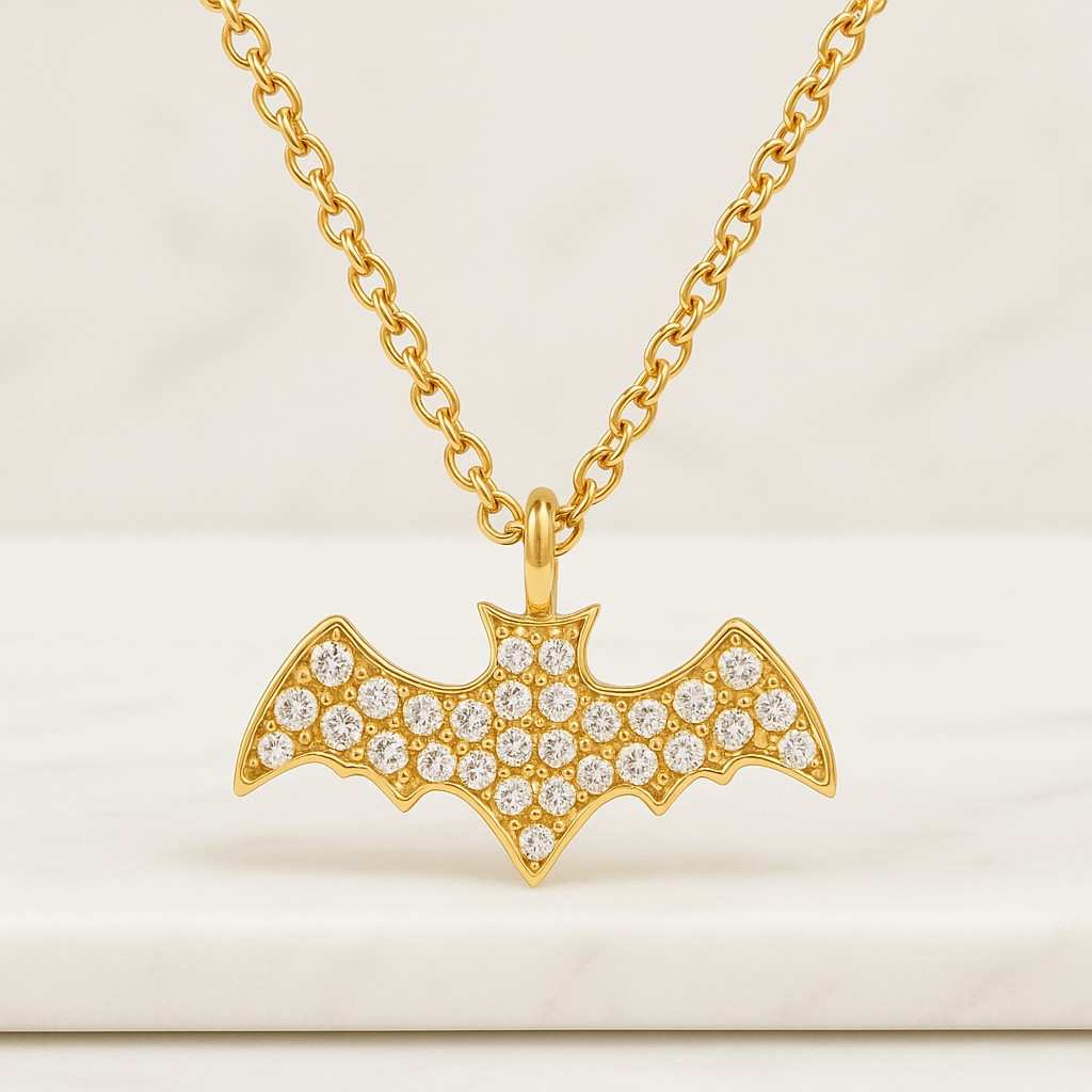 Halloween Bat Wing Pendant Necklace Obsidian Birthstone Necklace Dainty Heart Necklace Halloween Demon Wings Necklace Gifts for Her