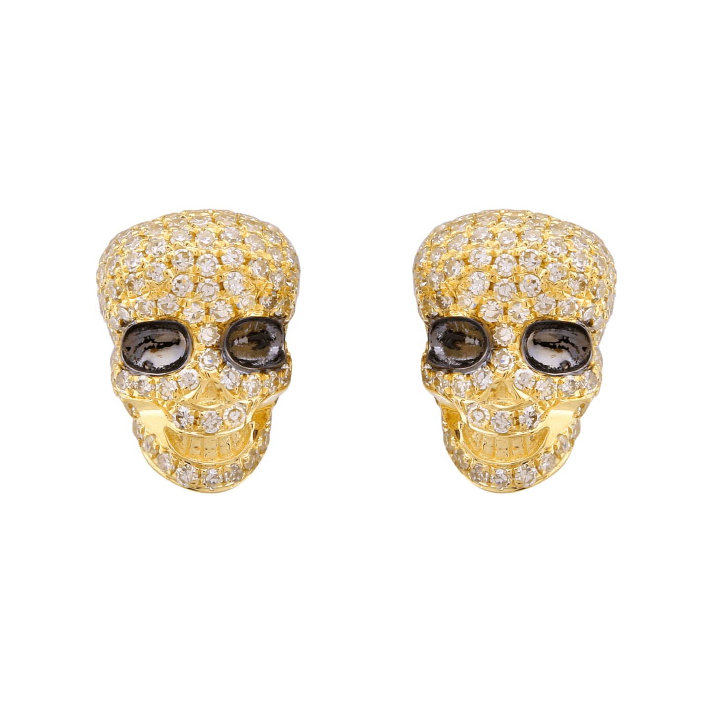 Halloween Round Diamond Skull Earrings