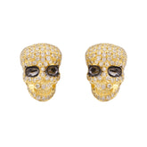 Halloween Round Diamond Skull Earrings
