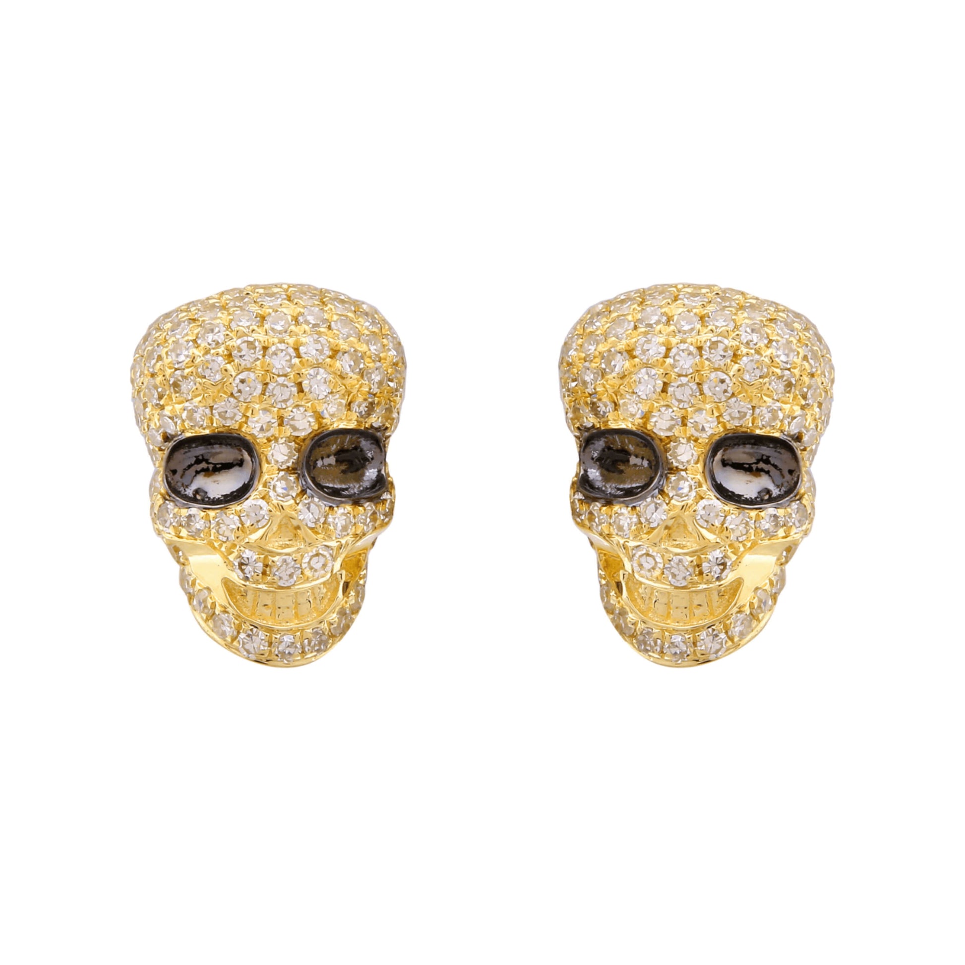 Halloween Round Diamond Skull Earrings