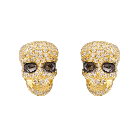 Halloween Round Diamond Skull Earrings