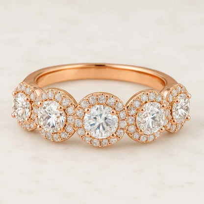 Halo Lab Grown Diamond Eternity Band 14k Rose Gold Wedding Ring