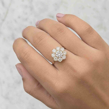 Halo Diamond Ring Lab Grown Diamond Ring Split Shank Ring Solid Yellow Rose White Gold Ring Big Round Diamond Ring Anniversary Ring for Gift
