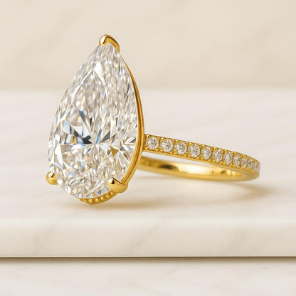 Halo Engagement Ring Pear Cut Lab Grown Diamond Ring Micro Pave Wedding Ring for Women Anniversary Gifts Handmade Ring by Diamondrensu