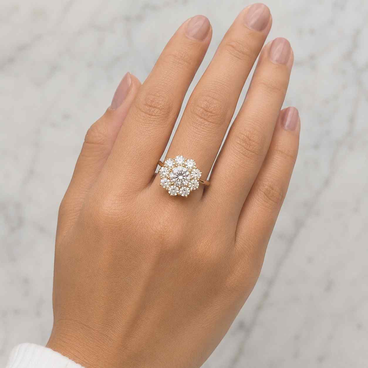 halo engagement ring round diamond ring genuine lab grown diamond anniversary ring split band ring round brilliant diamond ring
