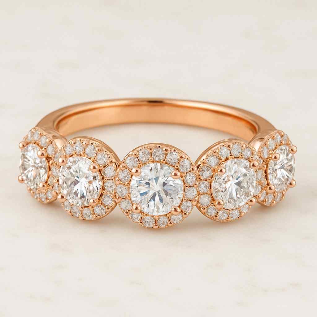 Halo Lab Grown Diamond Eternity Band 14k Rose Gold Wedding Ring