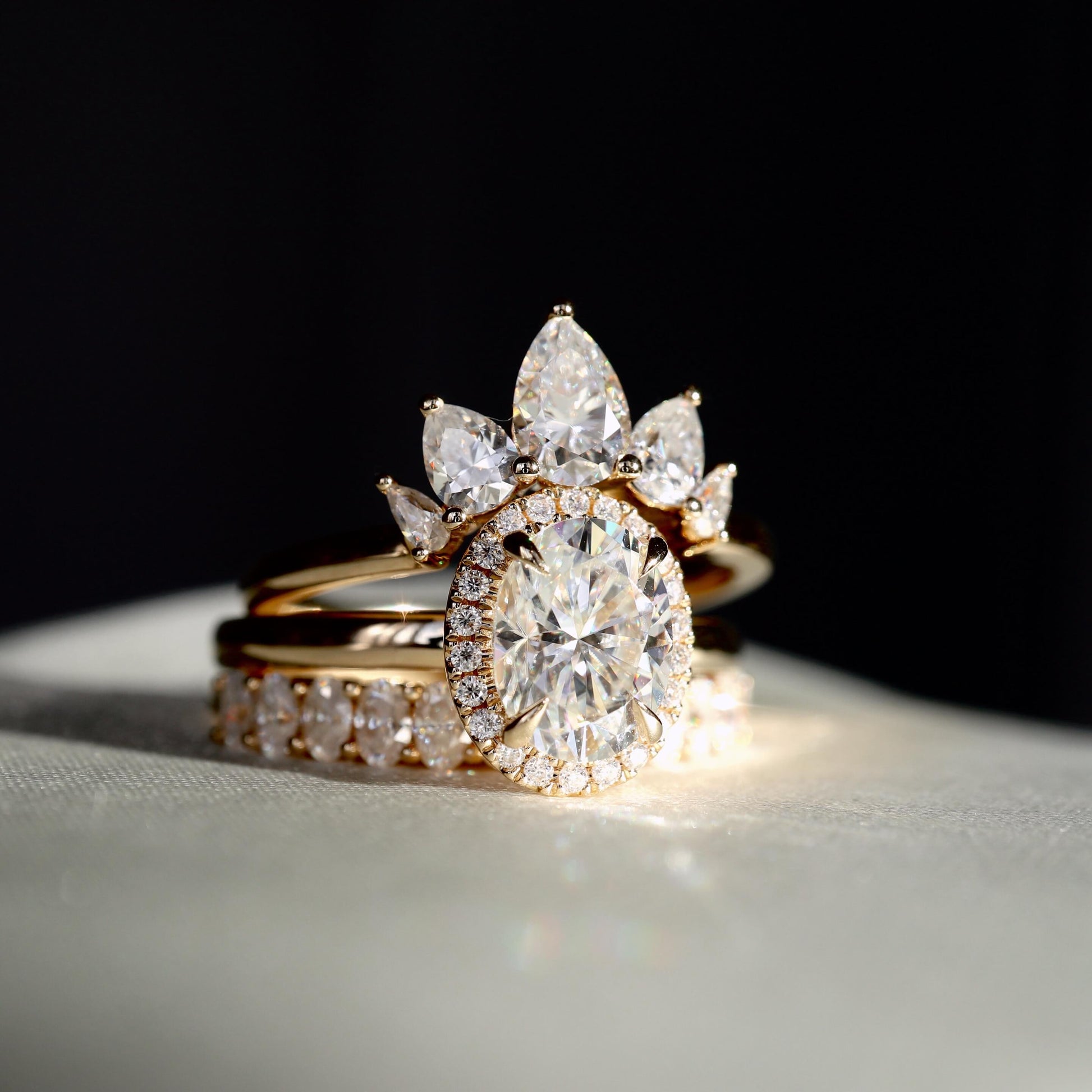 Halo Oval Cut Engagement Ring, 14K Yellow Gold Promise Ring