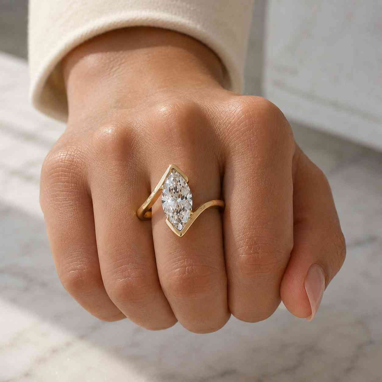  Halo Wedding Ring For Her, Solid Gold Solitaire Proposal Ring