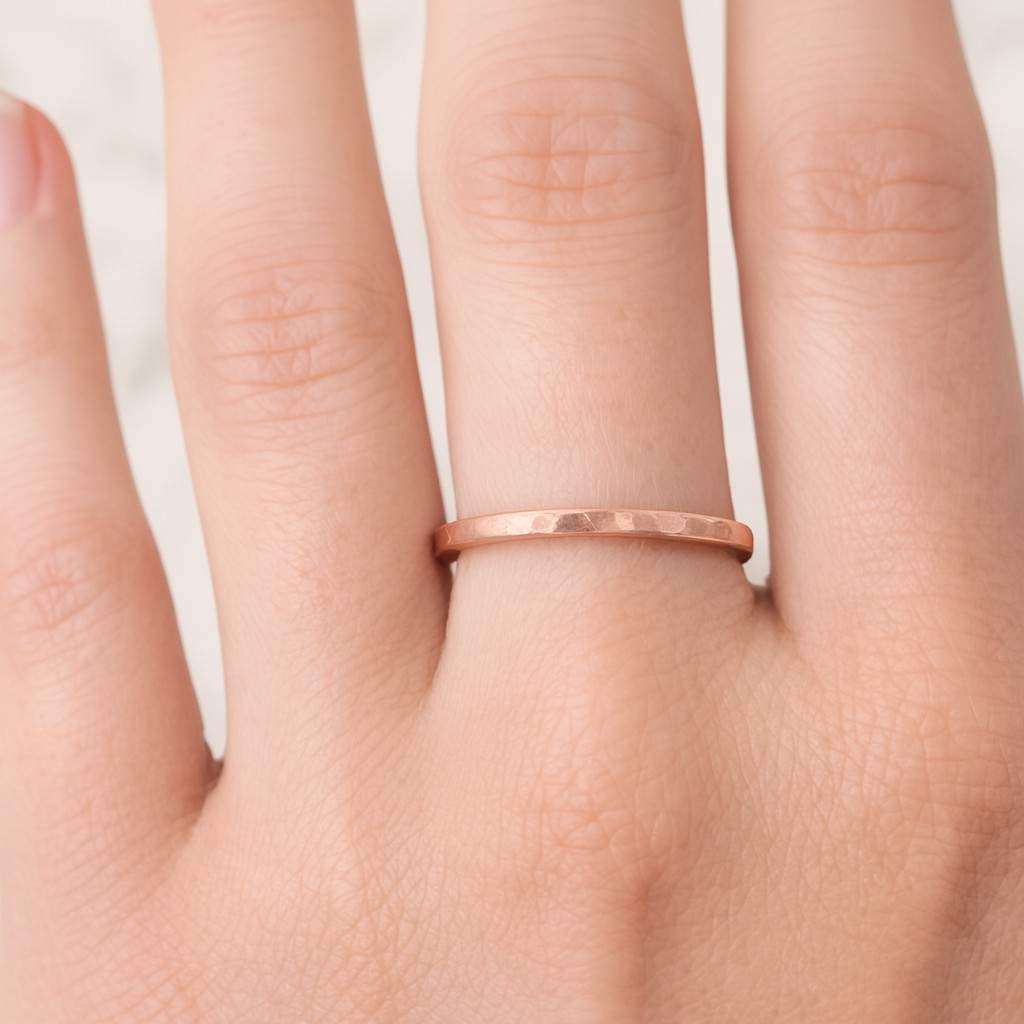 Hammered Ring Couples Gold Rings Anniversary Gift 14k Solid Gold Unique Wedding Band Diamond Cut Gold Ring Unisex Wedding Band