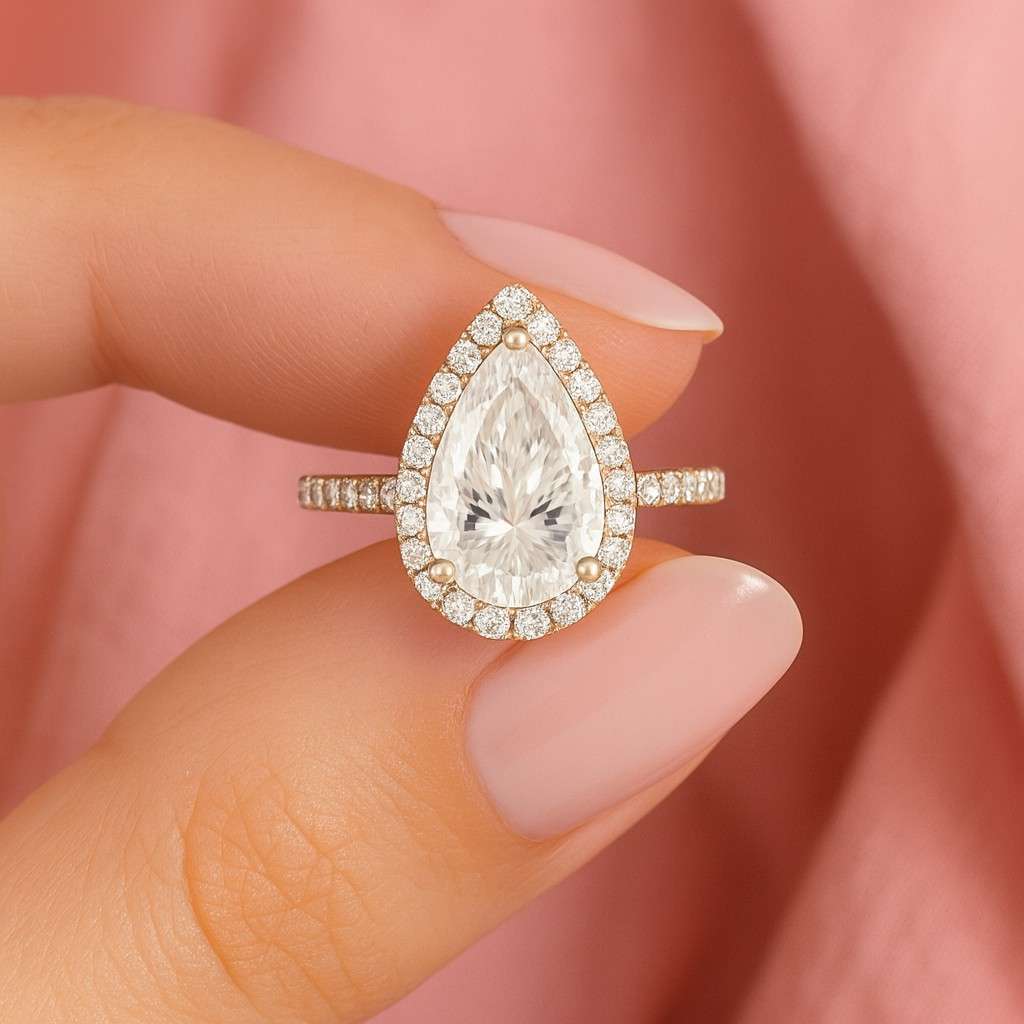 Pear Shaped Engagement Ring Pear Diamond Ring Genuine Lab Grown Diamond Ring