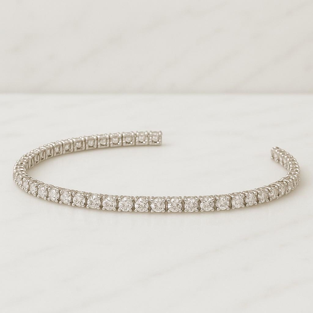 CZ Bezel Stone Bracelet 5mm Round Tennis Bracelet Dainty Minimal Bezel Set