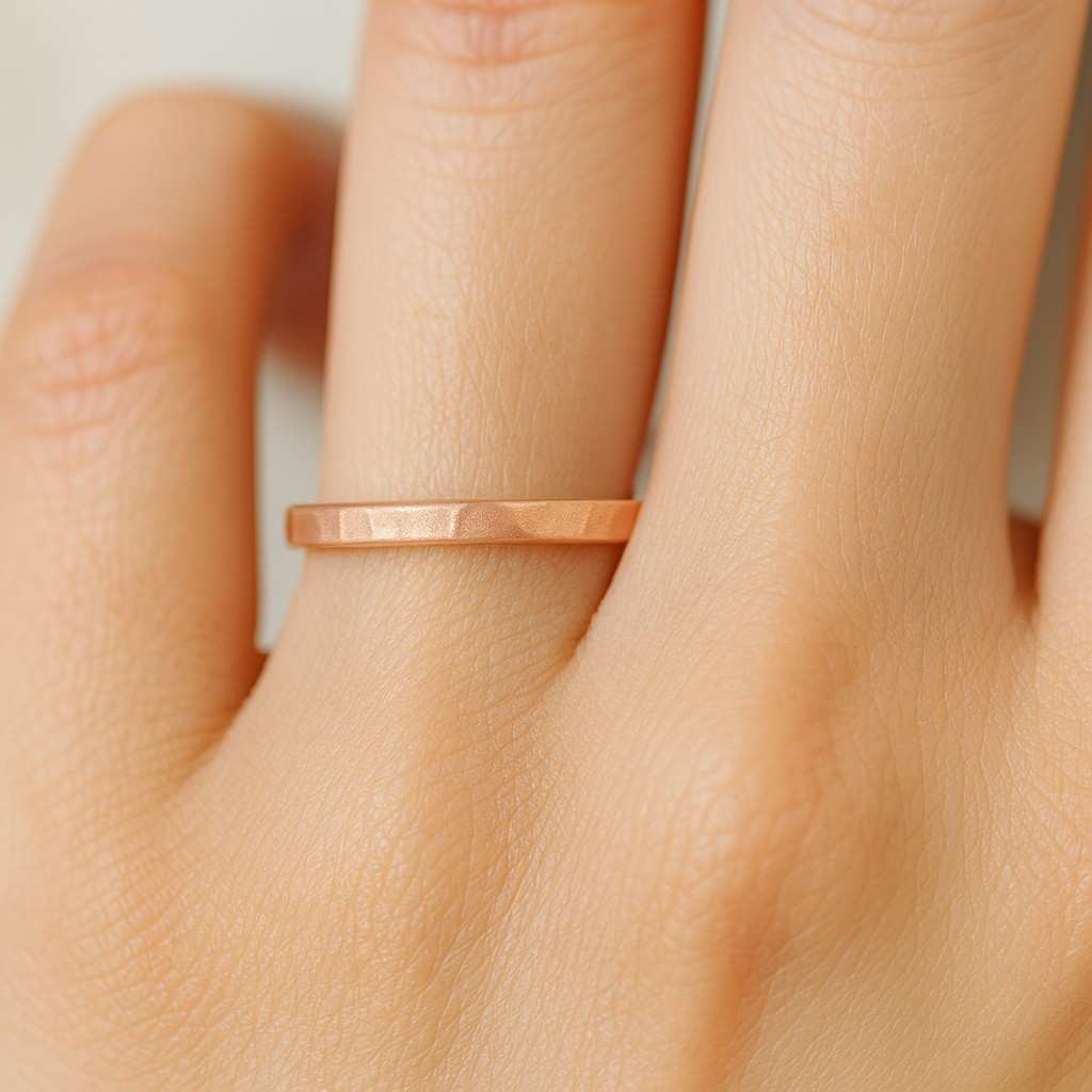 Handmade 14k Yellow Gold Hammered Wedding Band