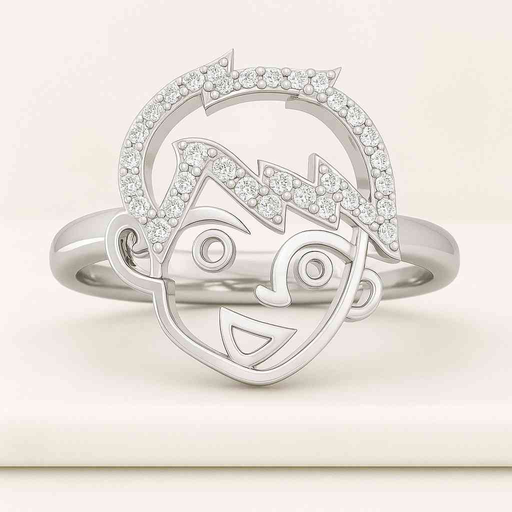 Handmade 925 Silver Stitch Ring Cartoon Jewelry