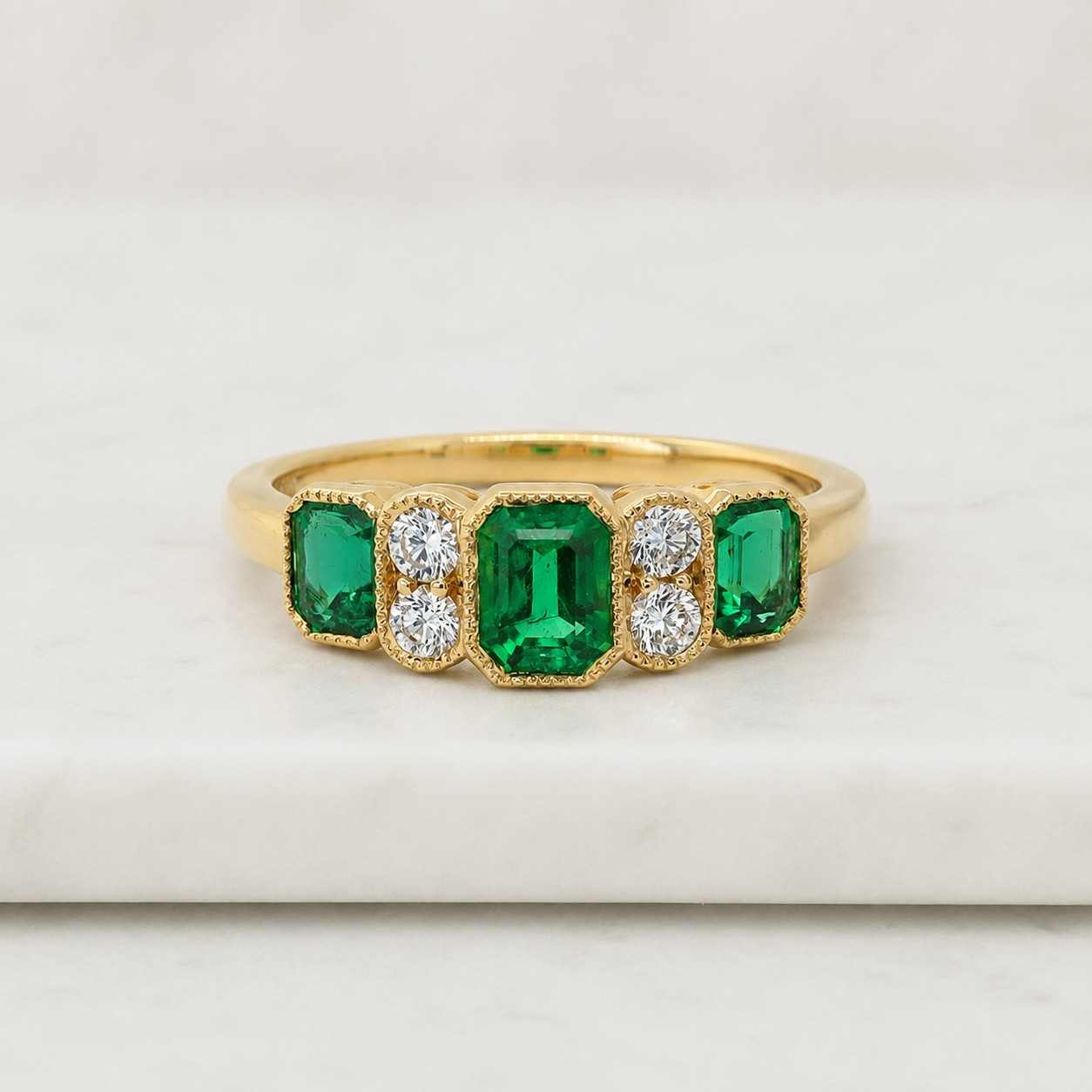 handmade emerald cut moissanite engagement ring, 14k solid gold vintage milgrain ring, art deco d-vvs lab diamond bridal ring gift for wife