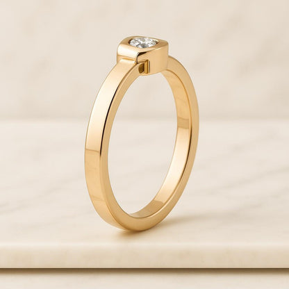 Handmade Pave Set Round Shaped Lab Grown Diamond Wedding Band Solid Yellow Gold Ring
