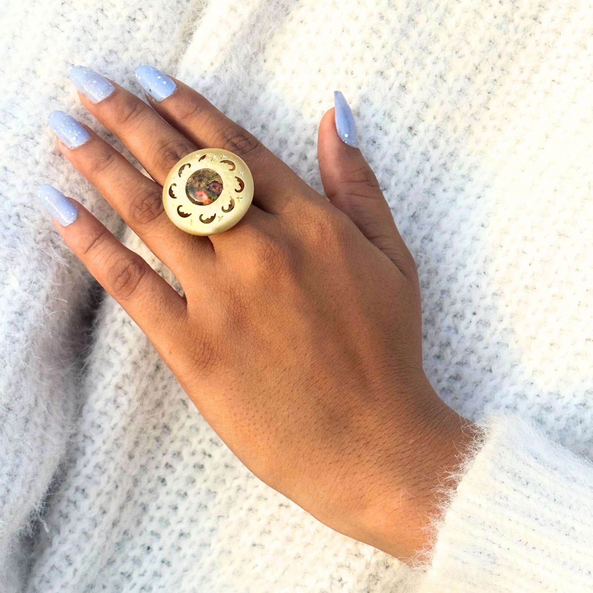 Handmade Pressed Flower Ring, Nature Jewelry