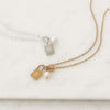 Pearl Diamond Padlock Charm Necklace