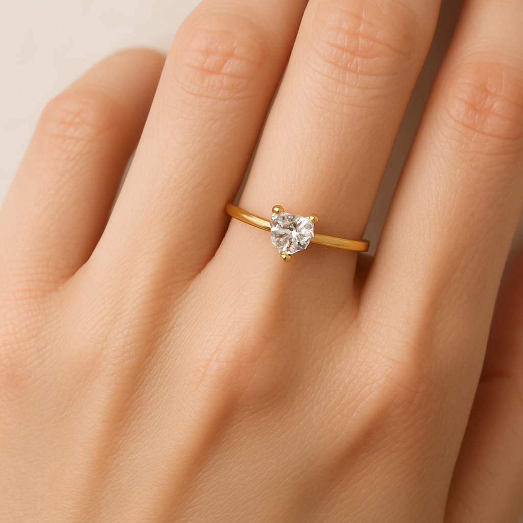 Heart Shaped  VVS2 Clarity IGI Certified Lab Grown Diamond Solitaire Engagement Ring Valentine's Day Gift for Her