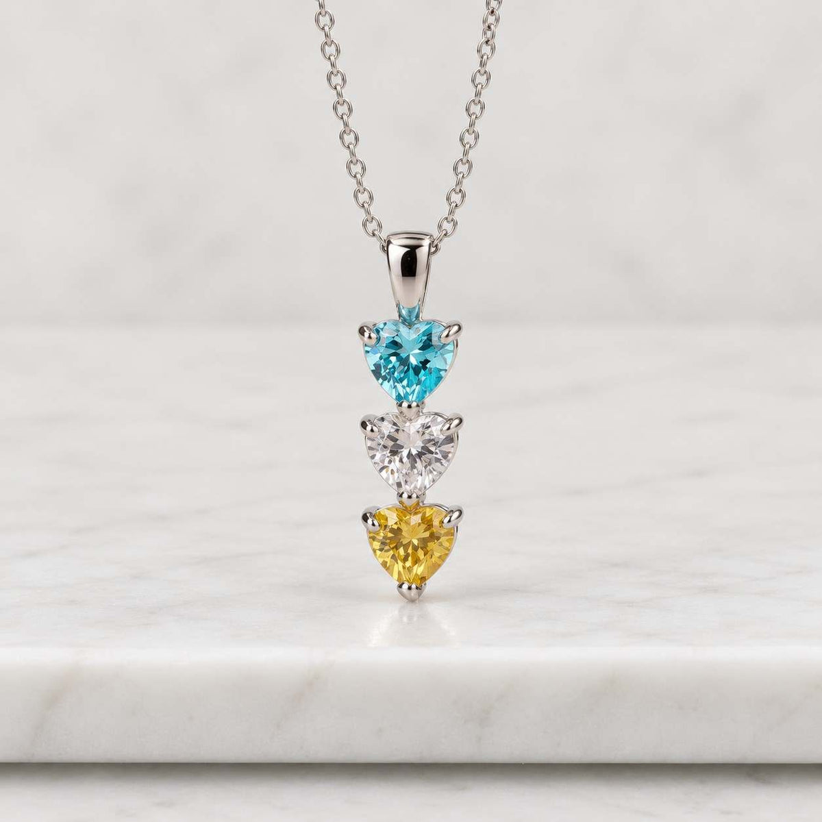 Heart Cut Birthstone Infinity Necklace, Peridot Citrine Halo Intertwined Pendant, Silver Two Stone Necklace, Personalized Anniversary Gift
