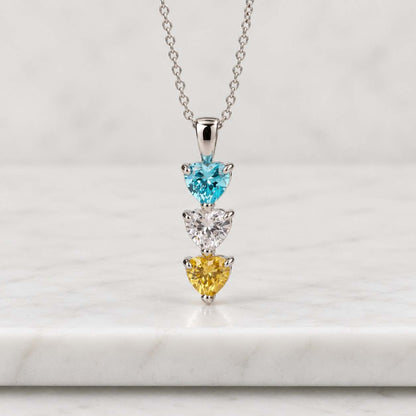 Heart Cut Birthstone Infinity Necklace, Peridot Citrine Halo Intertwined Pendant, Silver Two Stone Necklace, Personalized Anniversary Gift

