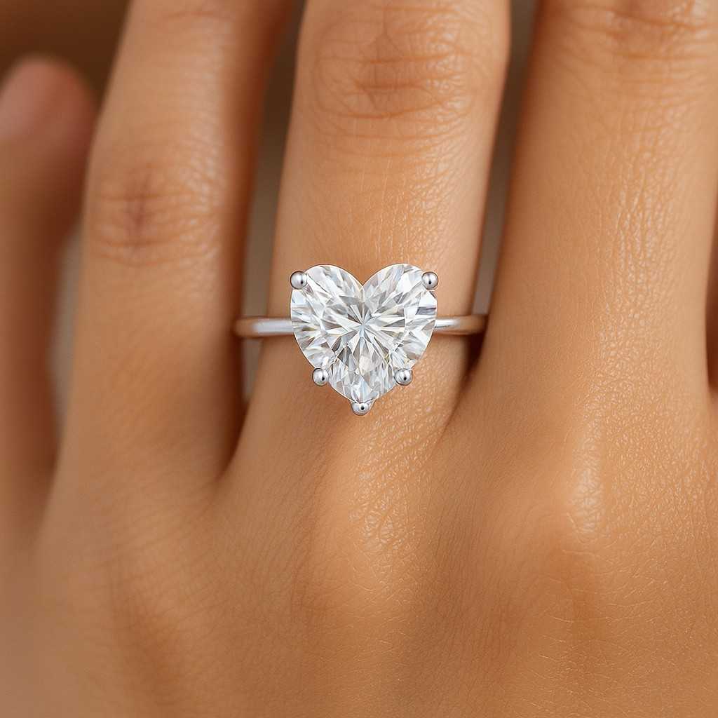 Heart Cut Lab Diamond Bezel Set Solitaire Ring Diamond Bridal Ring Eco Friendly Diamond Engagement Ring