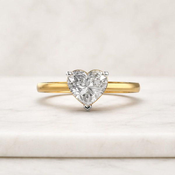 Heart Cut Lab Grown Diamond Solitaire Engagement Ring in 14K Yellow Gold
