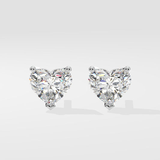 Heart Cut Lab Grown Diamond Stud Earrings