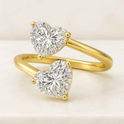 Heart Cut Moissanite Diamond Ring Solitaire Diamond Engagement Ring Bypass Band White Gold Ring Minimalist Ring Gift For Women