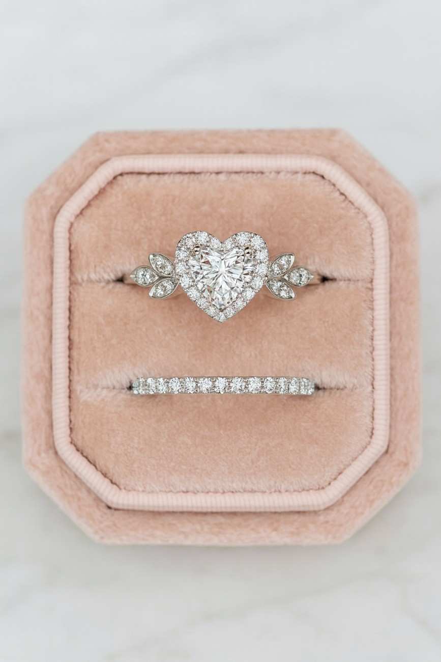 Heart Engagement Ring 14K Solid Gold Promise Ring