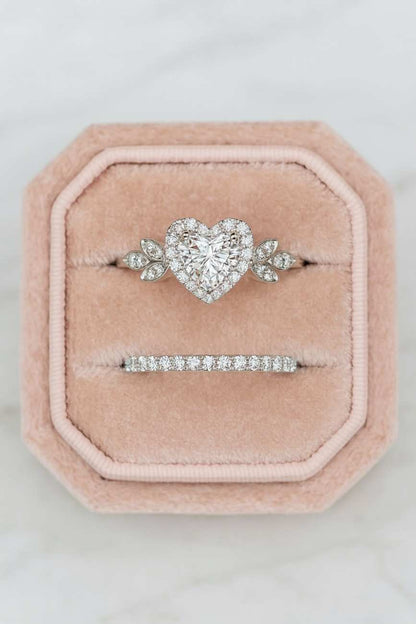 Heart Engagement Ring 14K Solid Gold Promise Ring