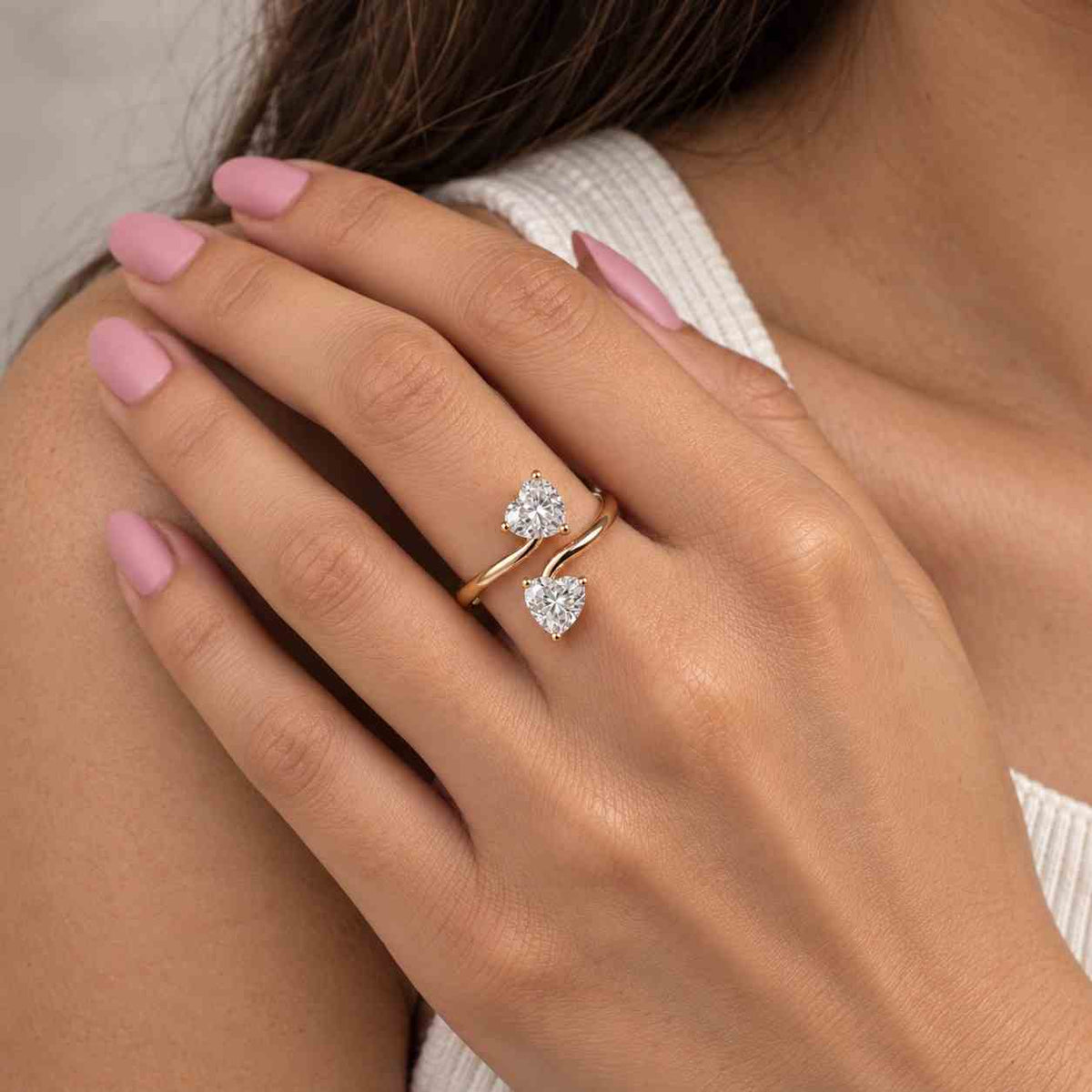 heart lab grown diamond engagement ring
