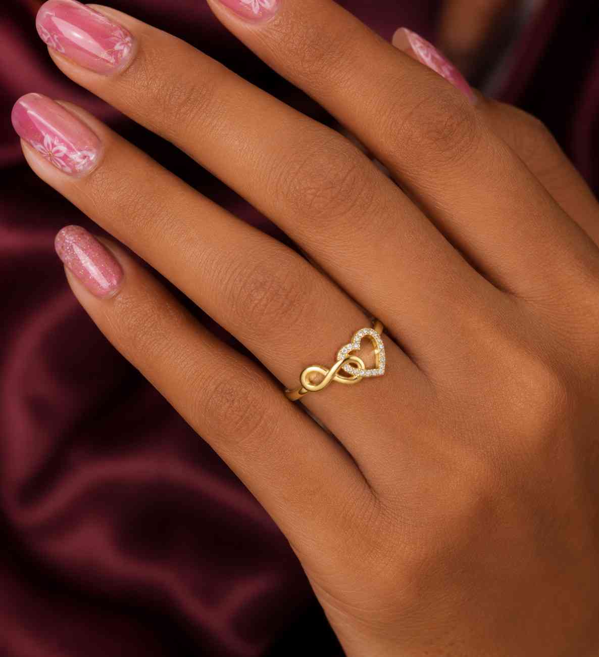 heart moissanite infinity engagement 14k gold ring interlocking promise ring, minimalist wedding band romantic anniversary gift for her
