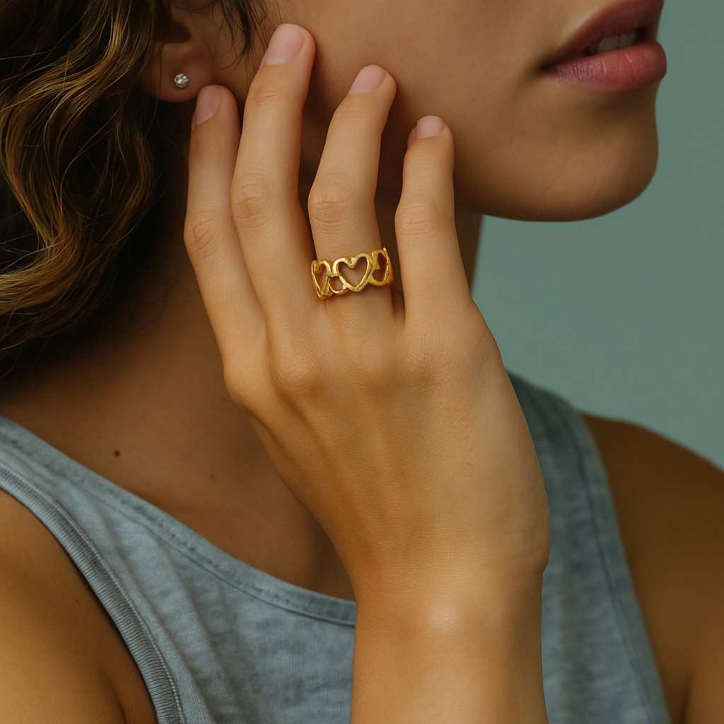 Heart Ring 14k Heart Shape Diamond Ring  Halfway Eternity Diamond Band