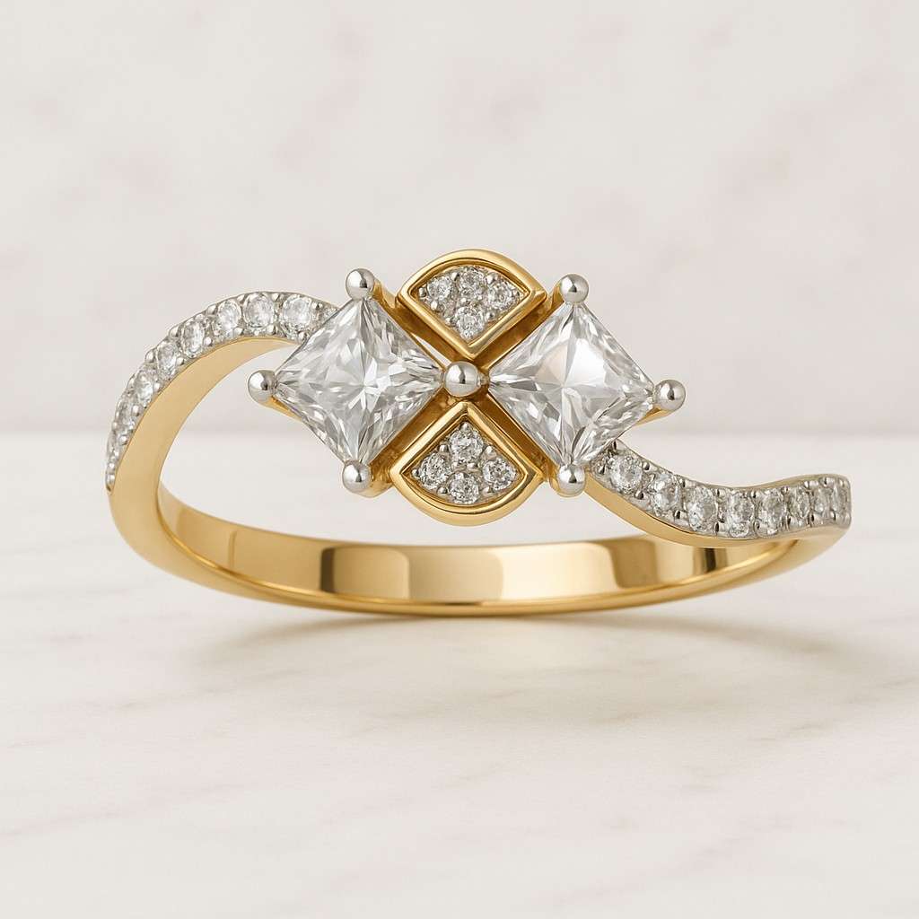 Heart Shape Halo Diamond ring Lab Grown Diamond Round and Princes cut Diamond